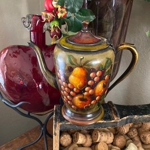 Vintage John Dunn hand signed folk art metal tea pot